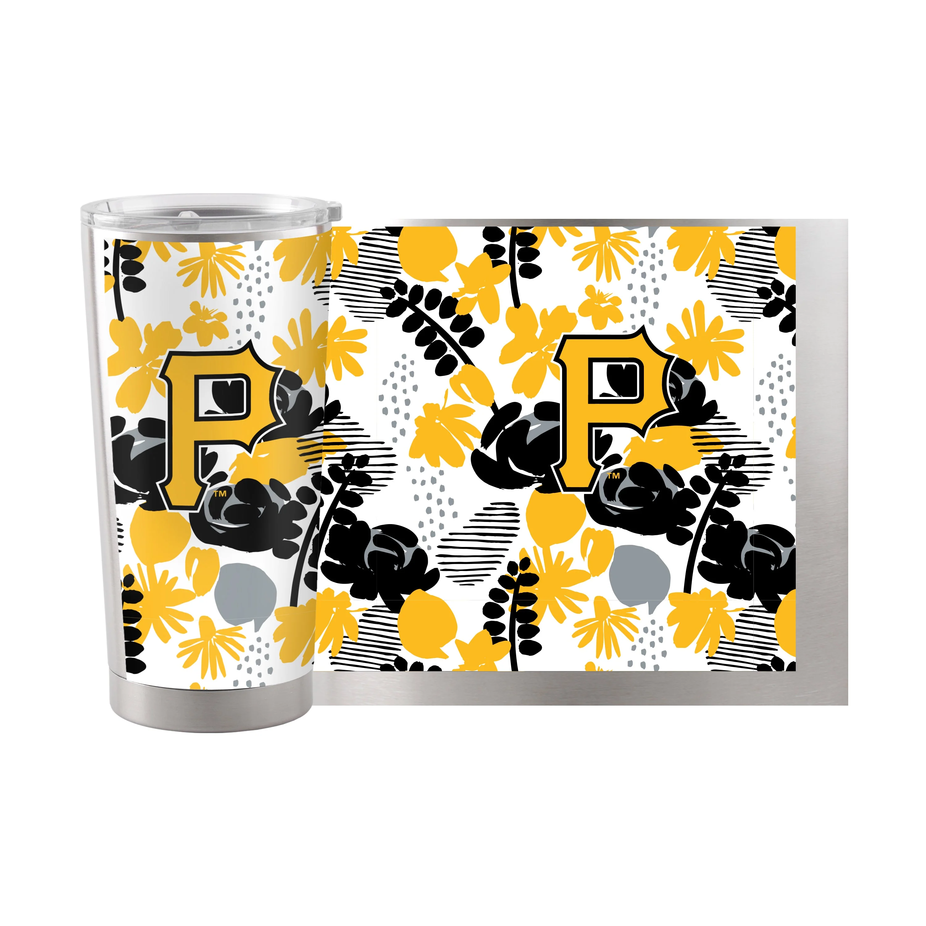 Pittsburgh Pirates 20oz Floral Stainless Steel Tumbler - Image 2