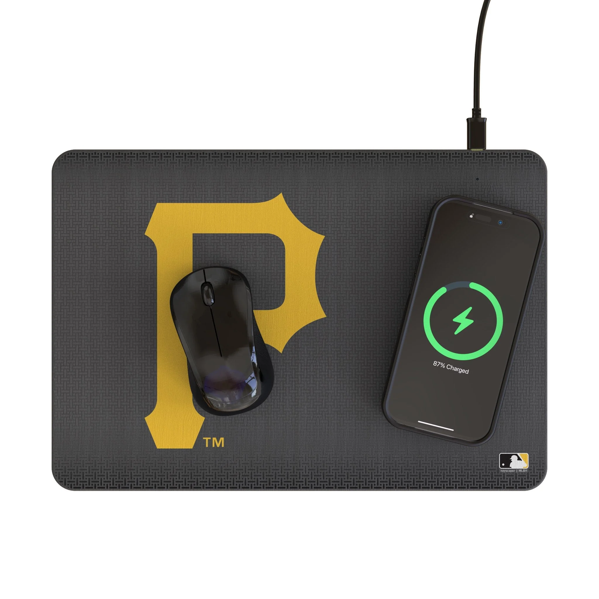 Pittsburgh Pirates Linen 15-Watt Wireless Charger and Mouse Pad - Image 2