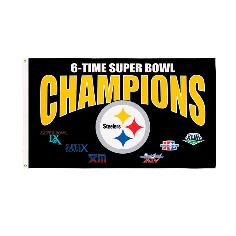 Pittsburgh Steelers 6X Superbowl Champions Football 3x5 Flag - Image 2