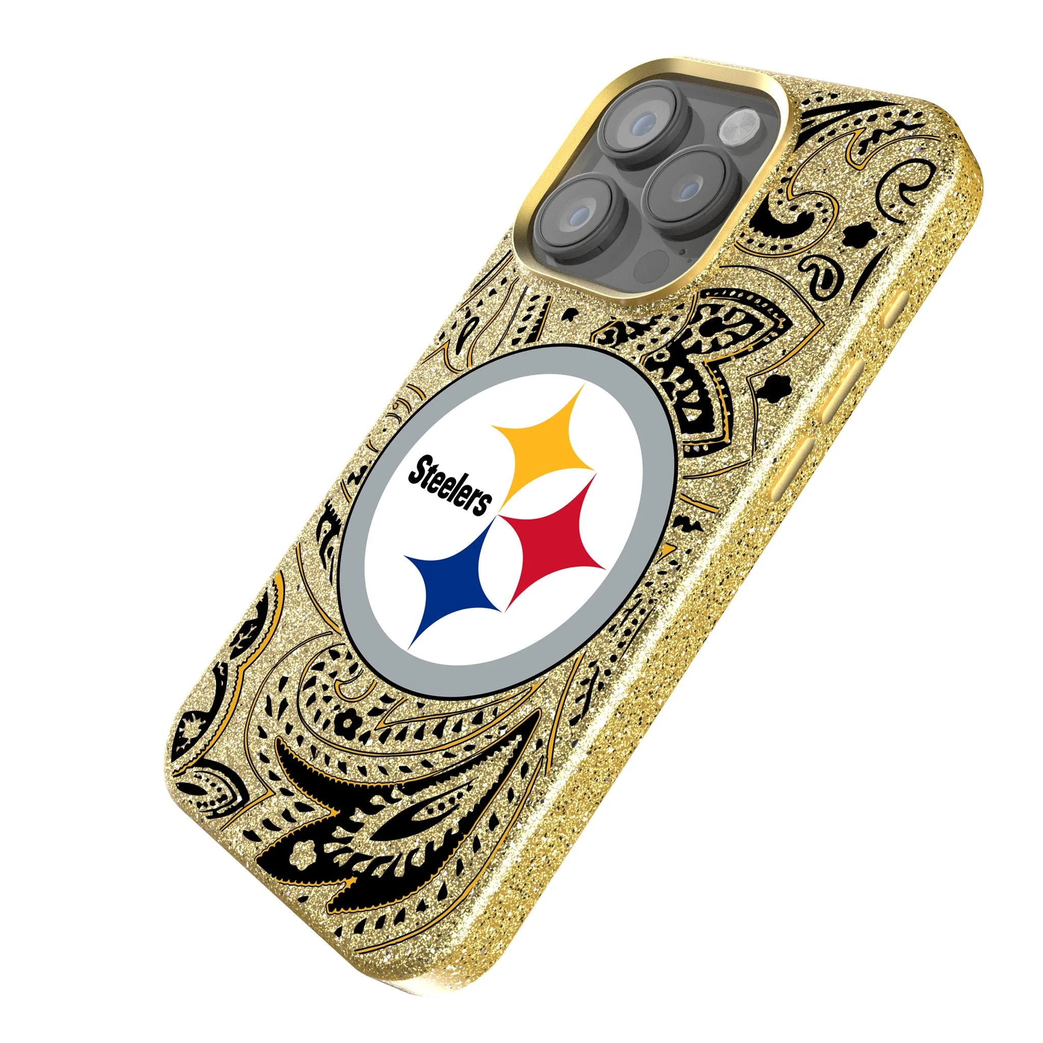 Pittsburgh Steelers Paisley Bling Phone Case - Image 2