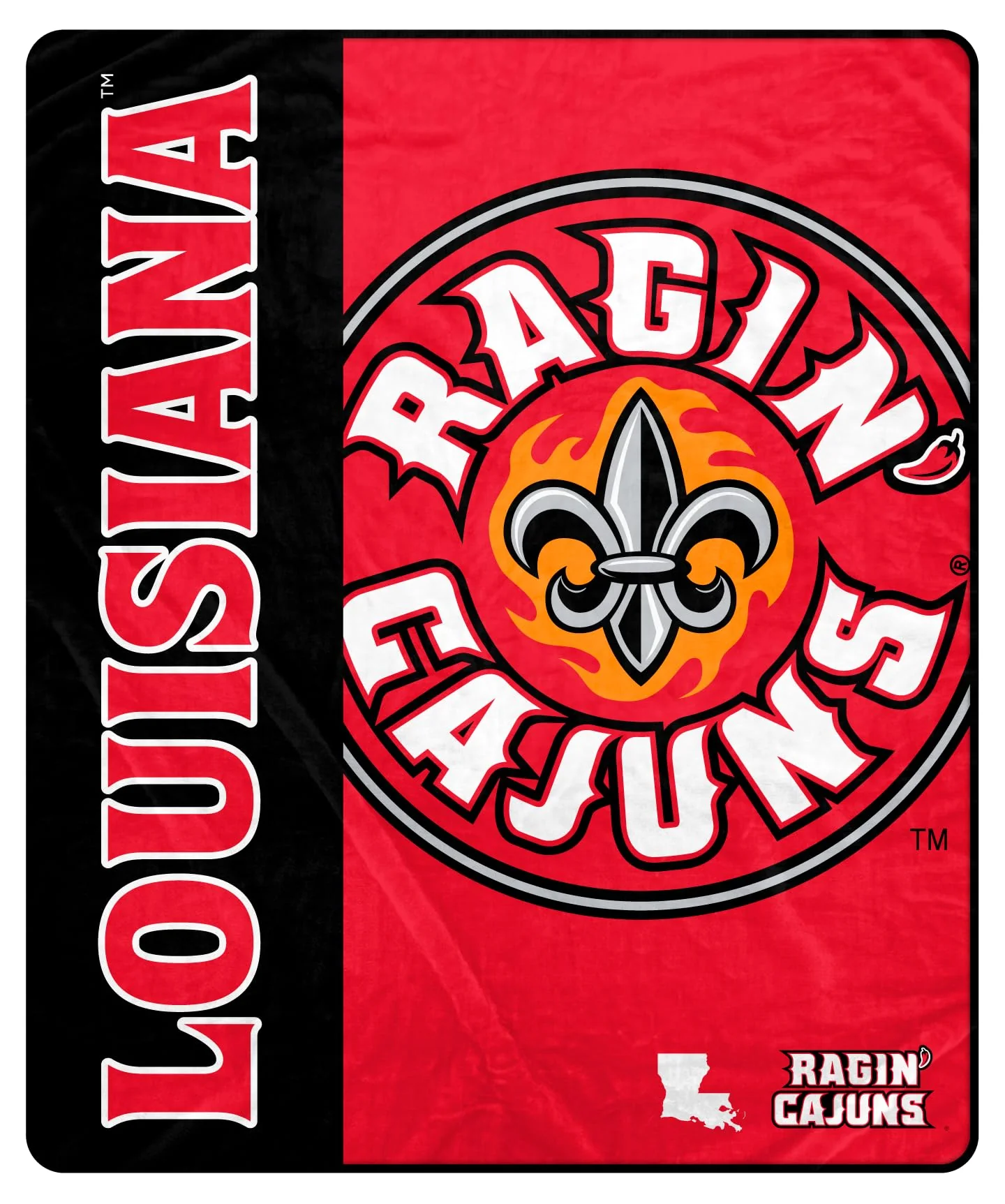 Proformance Home NCAA Louisiana Lafayette Ragin' Cajuns Endzone Ultra Soft Tailgate Throw