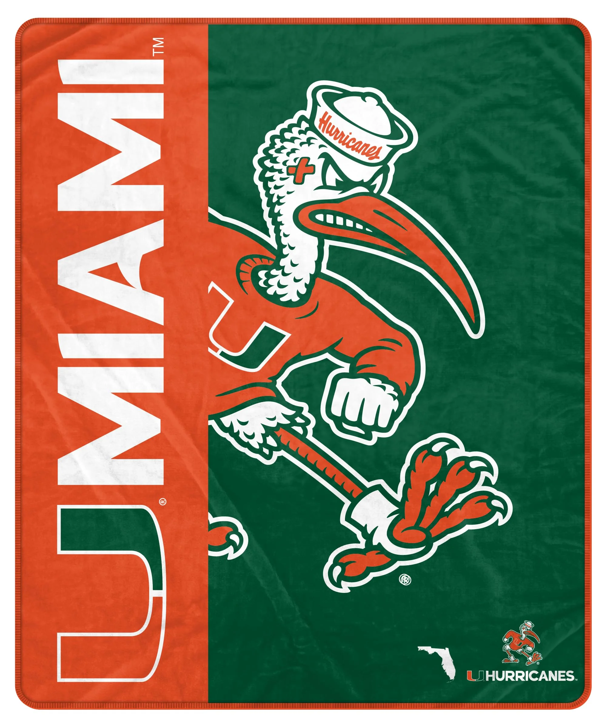 Proformance Home NCAA Miami Hurricanes Endzone Ultra Soft Tailgate Throw