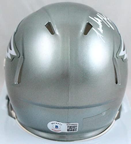 Randall Cunningham Autographed Eagles Flash Speed Mini Helmet- Beckett W Hologram White - Image 2