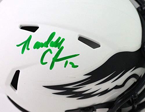 Randall Cunningham Autographed Eagles Lunar Speed Mini Helmet- Beckett W Green - Image 3