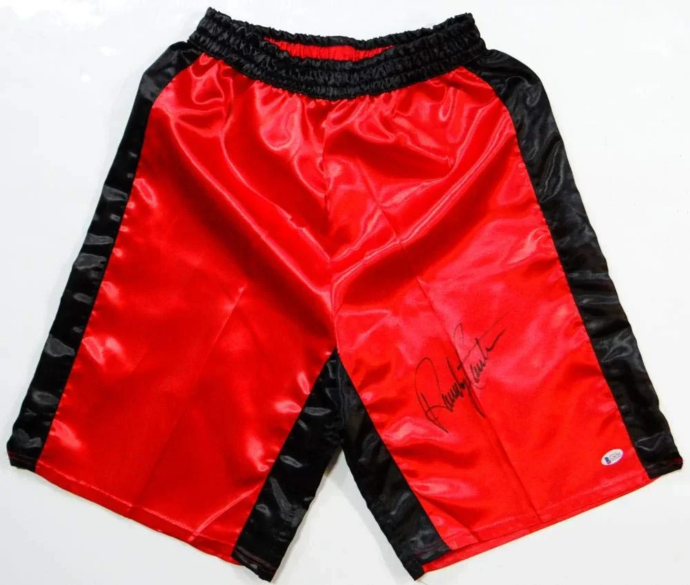 Randy Couture Autographed Red Custom UFC Trunks - Beckett Auth Black - Image 2
