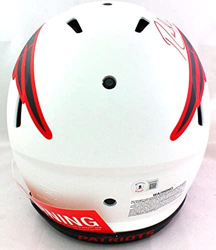 Randy Moss Autographed Patriots Lunar Speed Authentic F/S Helmet- Beckett W Red - Image 3