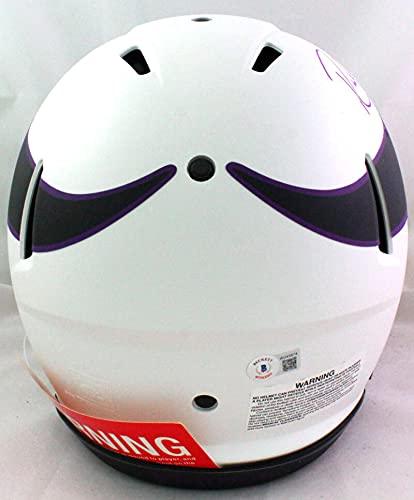 Randy Moss Autographed Vikings Lunar Authentic F/S Helmet Insc- Beckett WPurple - Image 3