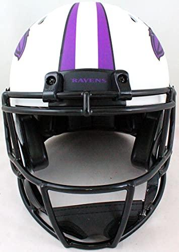 Ray Lewis Autographed Baltimore Ravens Authentic Lunar Helmet- Beckett W Purple - Image 4