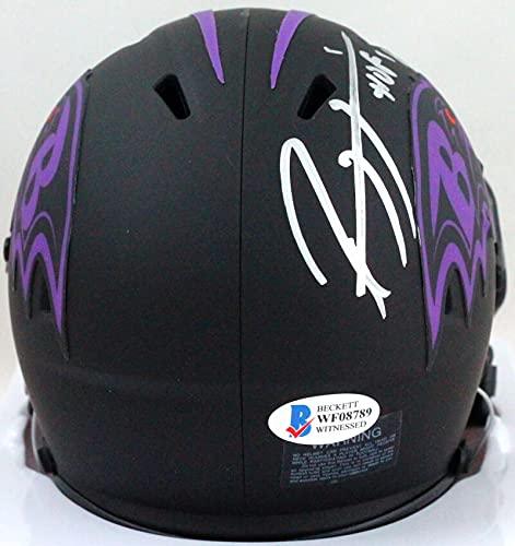 Ray Lewis Autographed Baltimore Ravens Eclipse Mini Helmet w/hof- Beckett W Silver - Image 2