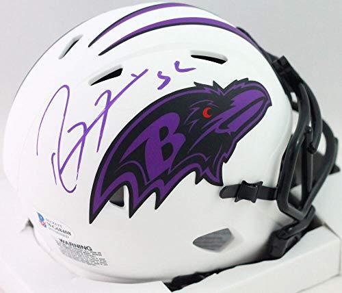 Ray Lewis Autographed Baltimore Ravens Lunar Mini Helmet- Beckett W Silver