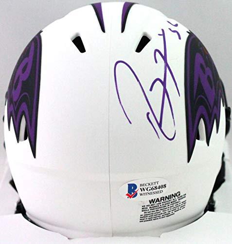 Ray Lewis Autographed Baltimore Ravens Lunar Mini Helmet- Beckett W Silver - Image 2