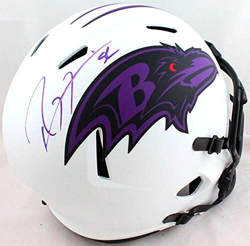 Ray Lewis Autographed Baltimore Ravens Lunar Speed Helmet- Beckett W Purple