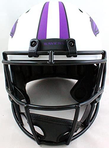 Ray Lewis Autographed Baltimore Ravens Lunar Speed Helmet- Beckett W Purple - Image 4