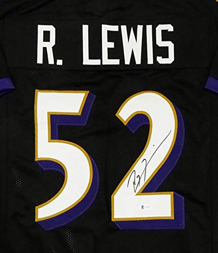 Ray Lewis Autographed Black Pro Style Jersey - Beckett Auth *2 - Image 3