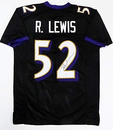 Ray Lewis Autographed Black Pro Style Jersey - Beckett Auth *2 - Image 4