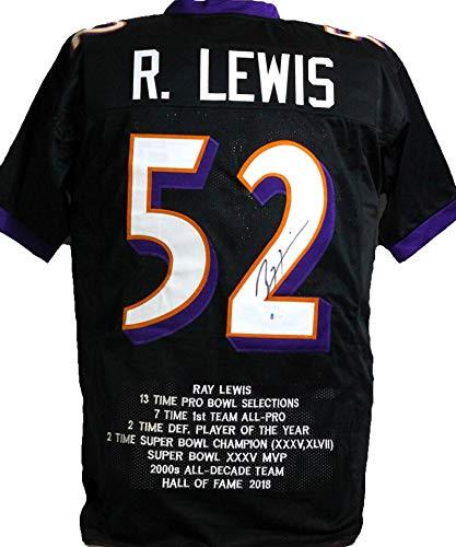 Ray Lewis Autographed Black Pro Style STAT2 Jersey - Beckett W Auth 2