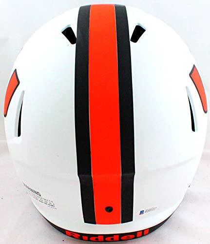 Ray Lewis Autographed Miami Hurricanes Lunar Speed Helmet- Beckett W Orange - Image 3