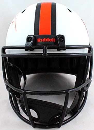 Ray Lewis Autographed Miami Hurricanes Lunar Speed Helmet- Beckett W Orange - Image 4