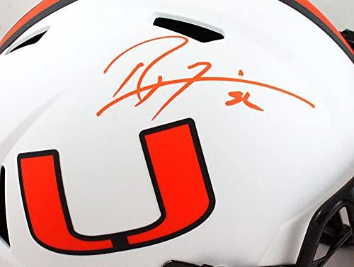 Ray Lewis Autographed Miami Hurricanes Lunar Speed Helmet- Beckett W Orange - Image 5
