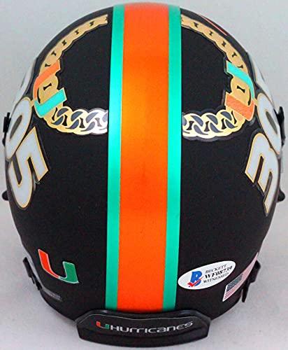 Ray Lewis Autographed Miami Hurricanes"305" Schutt Mini Helmet- Beckett W Auth Orange - Image 2