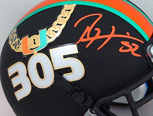 Ray Lewis Autographed Miami Hurricanes"305" Schutt Mini Helmet- Beckett W Auth Orange - Image 3
