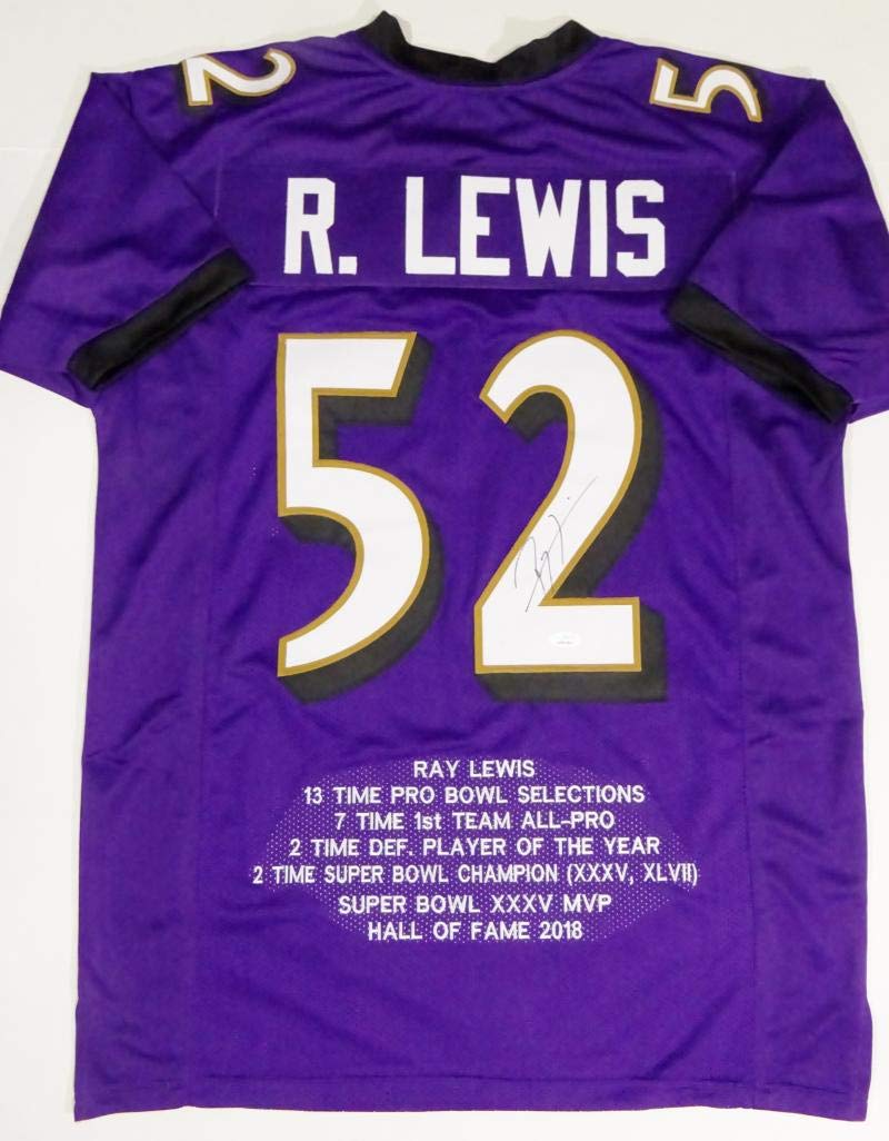 Ray Lewis Autographed Purple Pro Style STAT Jersey - JSA W Auth *2 - Image 4