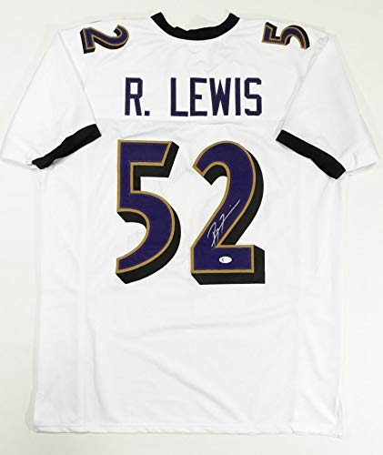 Ray Lewis Autographed White Pro Style Jersey - Beckett Auth *2 - Image 4