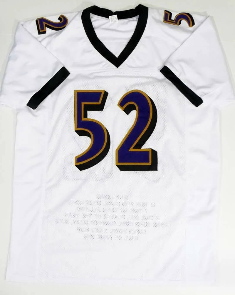 Ray Lewis Autographed White Pro Style STAT Jersey - JSA W Auth *2 - Image 6