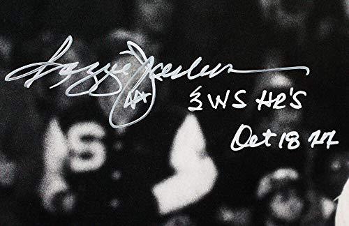 Reggie Jackson Autographed Yankees 16x20 HM BW Photo w/ 3 WS HRs and 10/18/77- Beckett White - Image 2