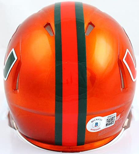 Reggie Wayne Autographed Miami Hurricanes Flash Speed Mini Helmet-Beckett W Hologram Black - Image 2