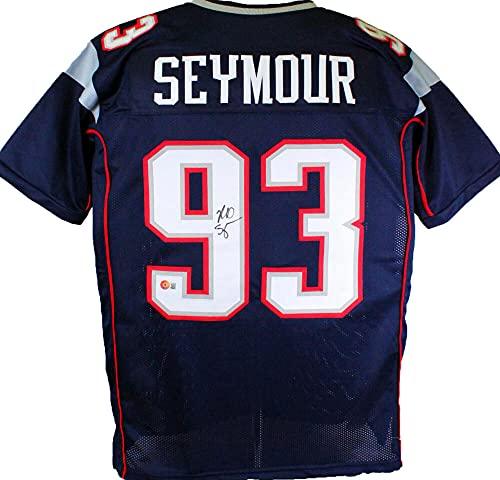 Richard Seymour Autographed Blue Pro Style Jersey- Beckett W Black