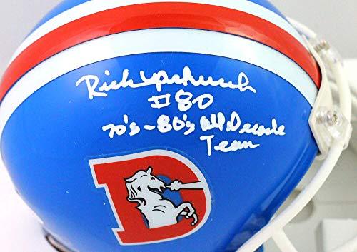 Rick Upchurch Autographed Denver Broncos 75-96 TB Mini Helmet W/INSC- Beckett W Auth White - Image 2