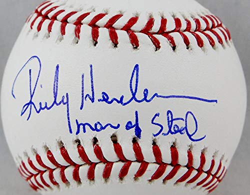 Rickey Henderson Autographed Rawlings OML Baseball w/Man of Steal -JSA Auth - Image 3