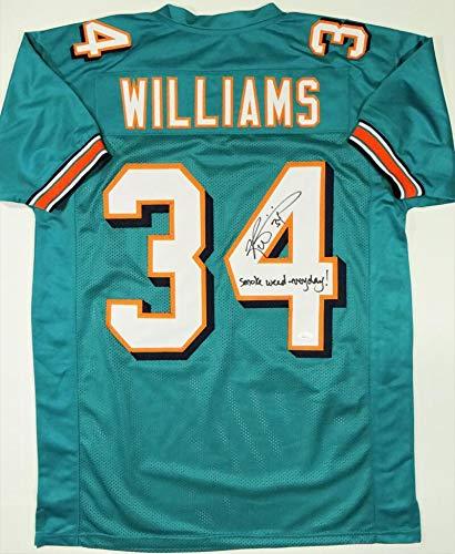 Ricky Williams Autographed Teal Pro Style Jersey w/Smoke Weed Insc - JSA W Auth 4