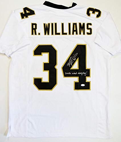 Ricky Williams Autographed White Pro Style Jersey w/Smoke Weed Insc - JSA W Auth - Image 4