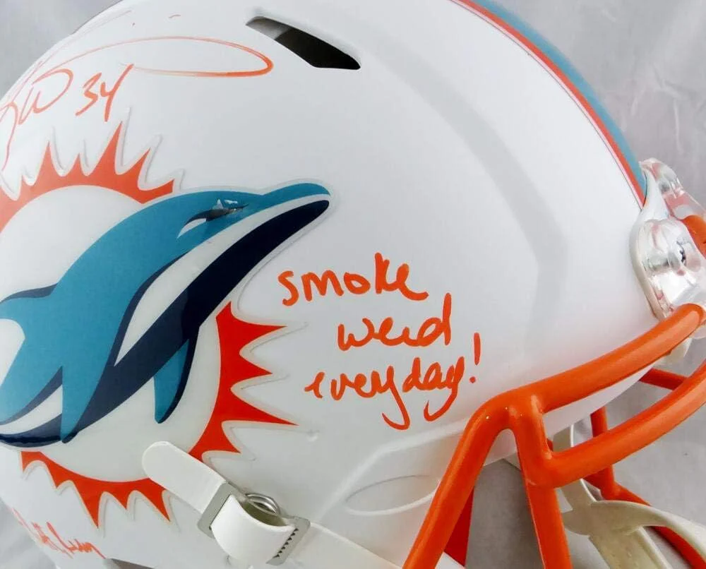 Ricky Williams Signed Dolphins F/S Flat White ProLine Helmet w/3Insc- JSA W Auth - Image 3