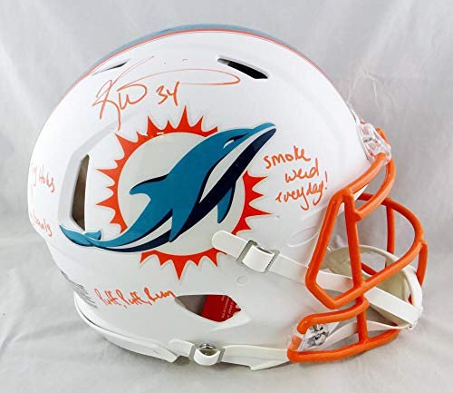 Ricky Williams Signed Dolphins F/S Flat White ProLine Helmet w/3Insc- JSA W Auth - Image 5