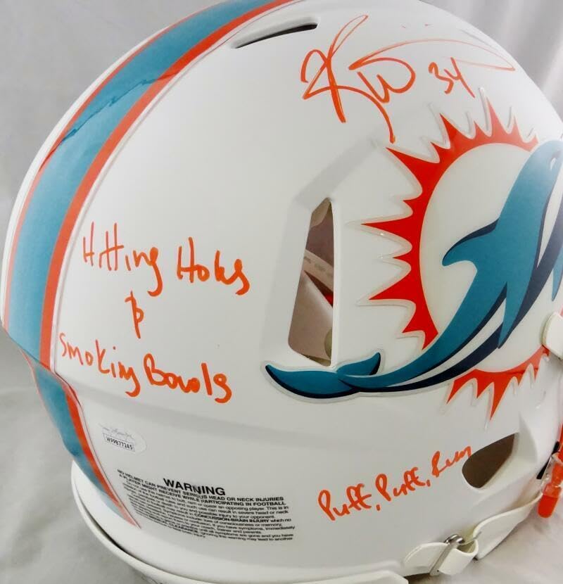 Ricky Williams Signed Dolphins F/S Flat White ProLine Helmet w/3Insc- JSA W Auth - Image 6