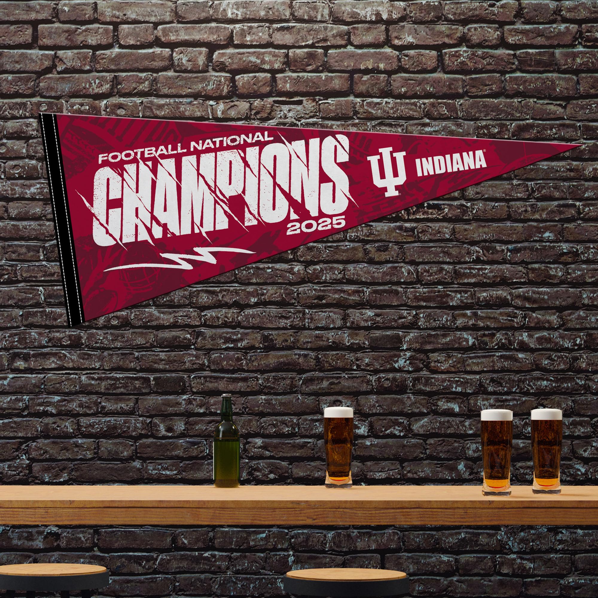 Rico Industries NCAA Indiana Hoosiers 2026 Football National Champions 12" x 30" Felt Wall Décor Pennant - Great for Home/Bed Room/Man Cave Décor