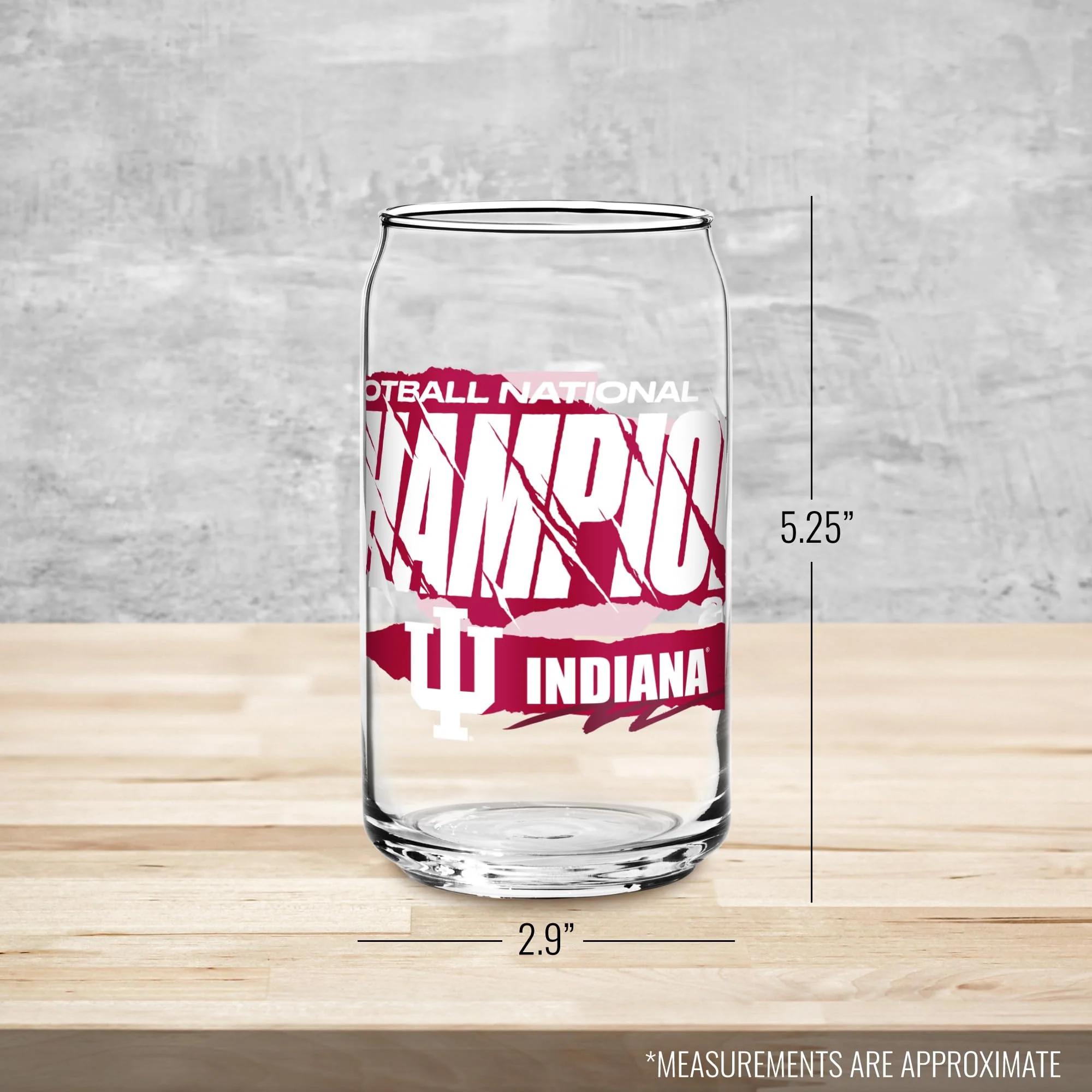 Rico Industries NCAA Indiana Hoosiers 2026 Football National Champions 16-oz Can Shaped Glass - Image 8