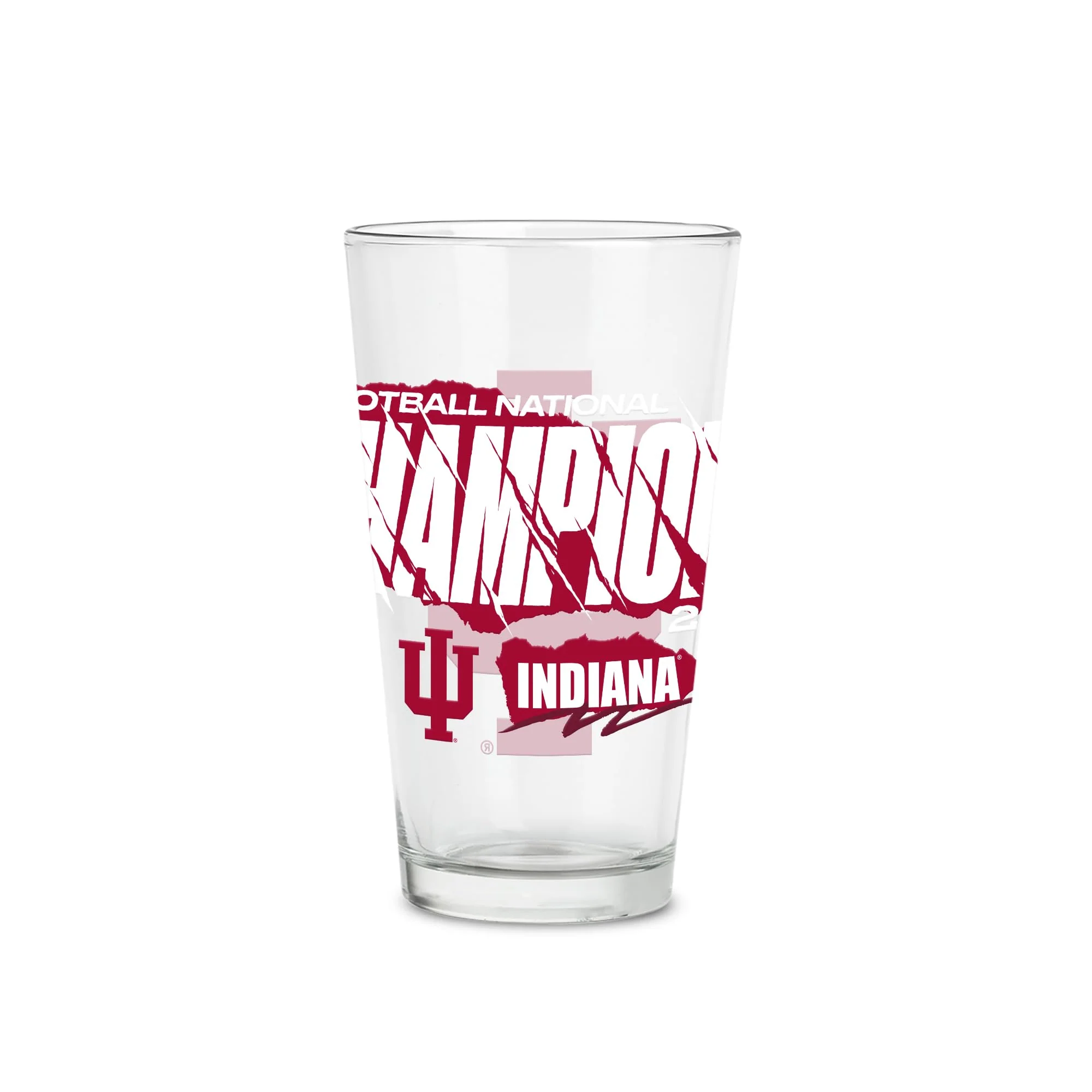 Rico Industries NCAA Indiana Hoosiers 2026 Football National Champions 16 oz Pint Glasses with Digitally Printed Logo, Classic Drinking Glass - Great for Every Day Use