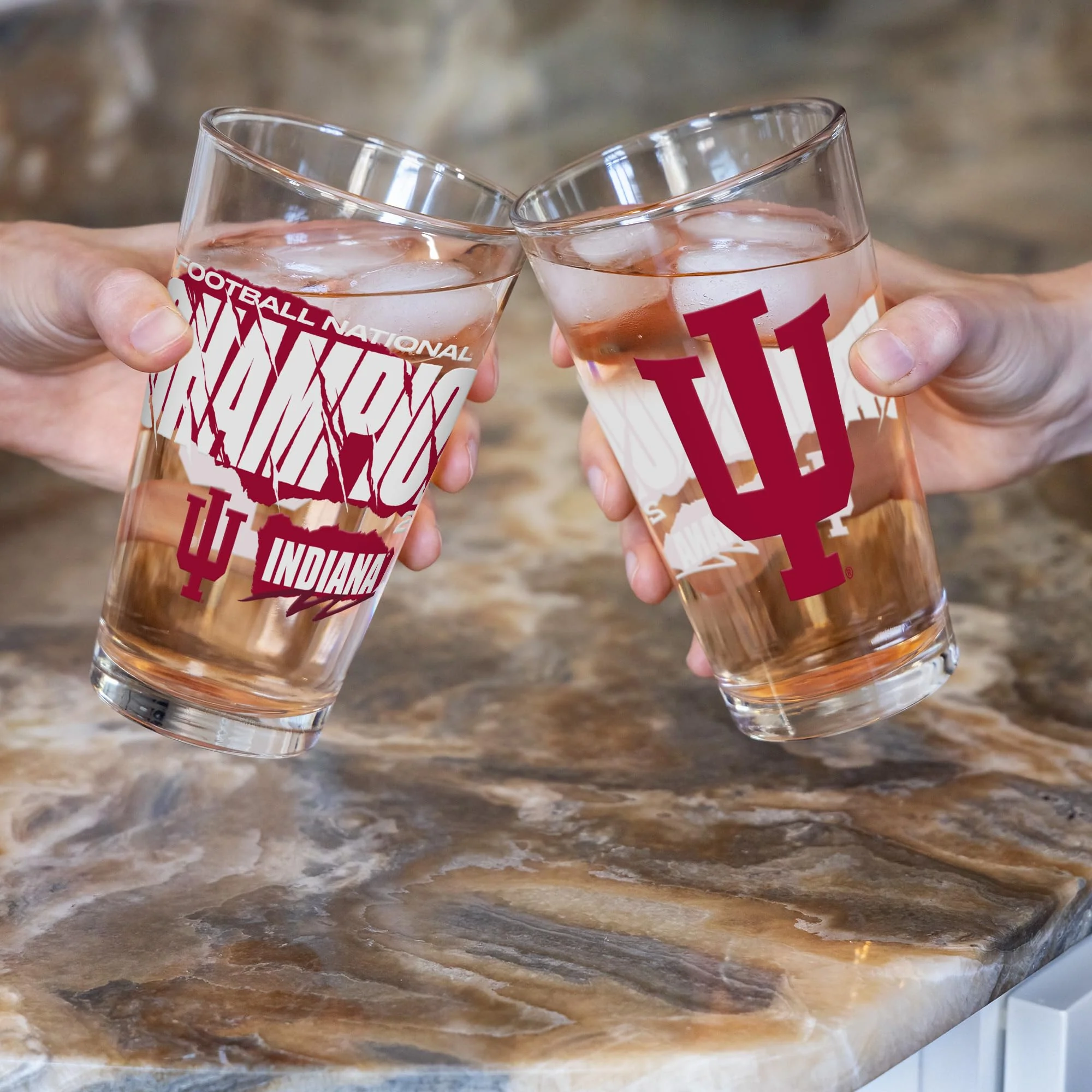 Rico Industries NCAA Indiana Hoosiers 2026 Football National Champions 16 oz Pint Glasses with Digitally Printed Logo, Classic Drinking Glass - Great for Every Day Use - Image 2