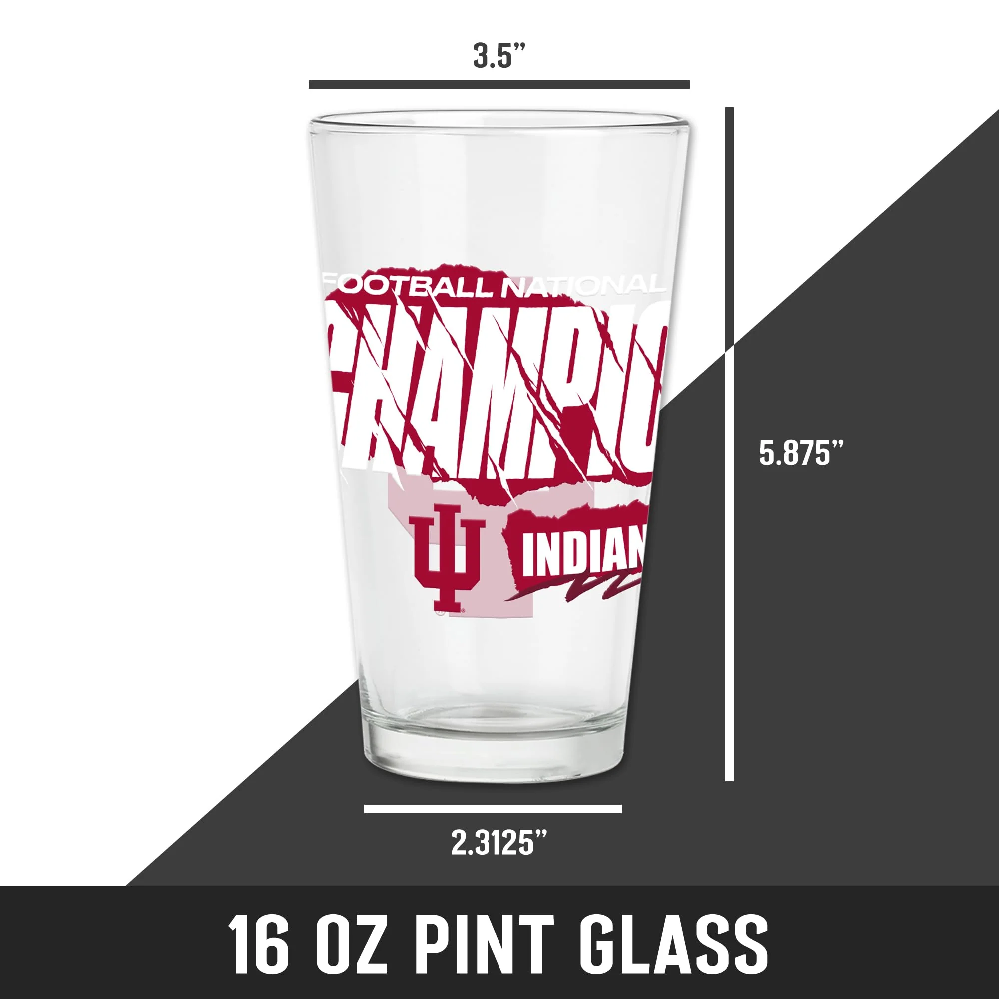 Rico Industries NCAA Indiana Hoosiers 2026 Football National Champions 16 oz Pint Glasses with Digitally Printed Logo, Classic Drinking Glass - Great for Every Day Use - Image 3