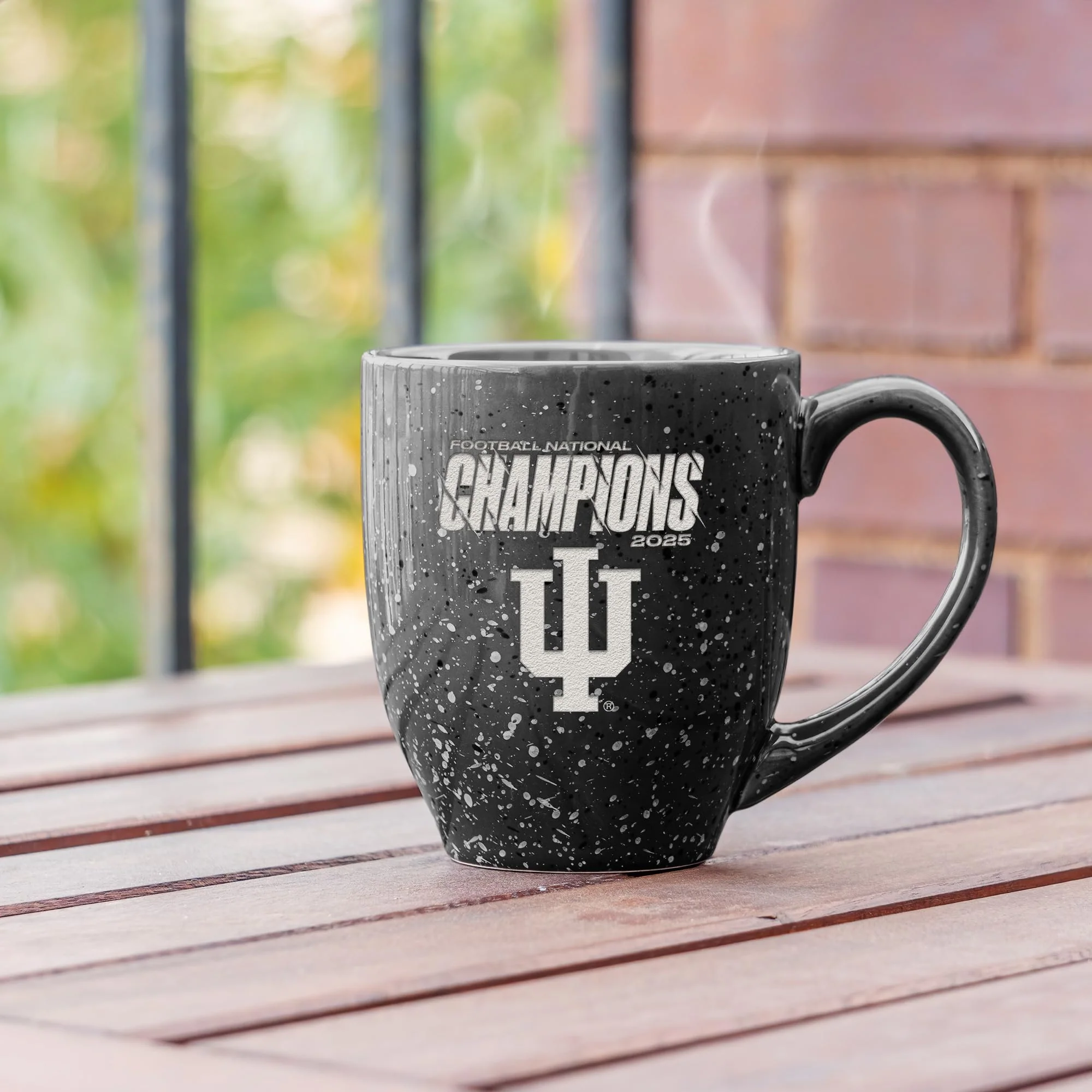 Rico Industries NCAA Indiana Hoosiers 2026 Football National Champions 16 oz Team Color Laser Engraved Speckled Ceramic Coffee Mug