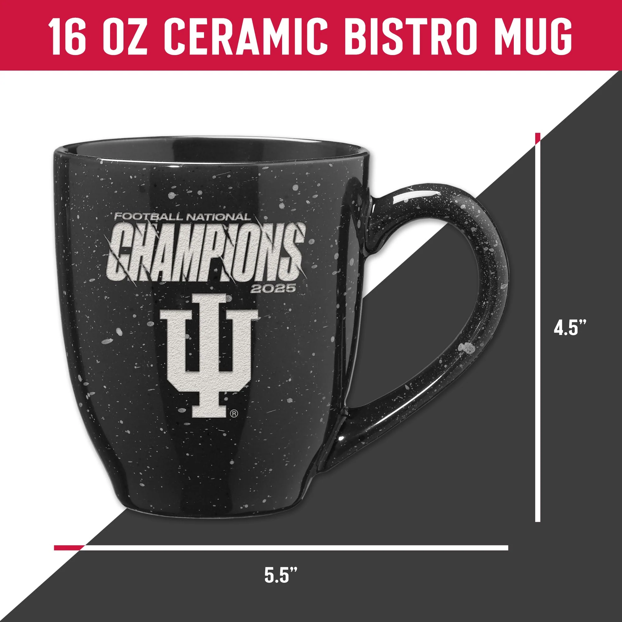 Rico Industries NCAA Indiana Hoosiers 2026 Football National Champions 16 oz Team Color Laser Engraved Speckled Ceramic Coffee Mug - Image 2