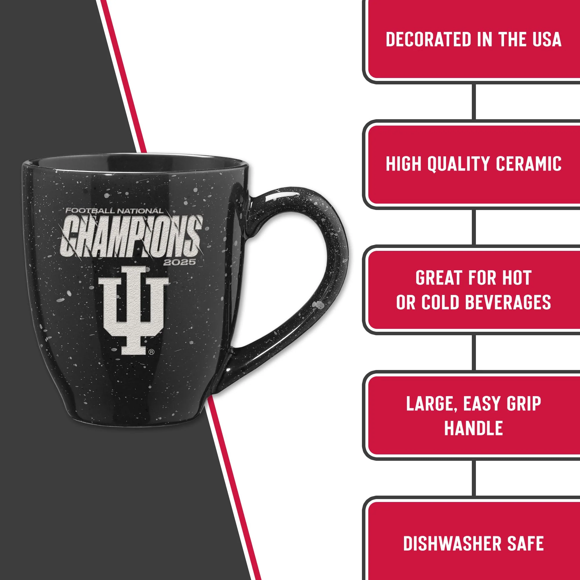 Rico Industries NCAA Indiana Hoosiers 2026 Football National Champions 16 oz Team Color Laser Engraved Speckled Ceramic Coffee Mug - Image 4
