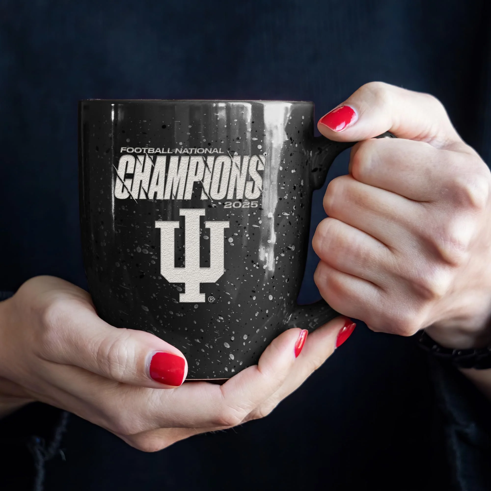 Rico Industries NCAA Indiana Hoosiers 2026 Football National Champions 16 oz Team Color Laser Engraved Speckled Ceramic Coffee Mug - Image 6