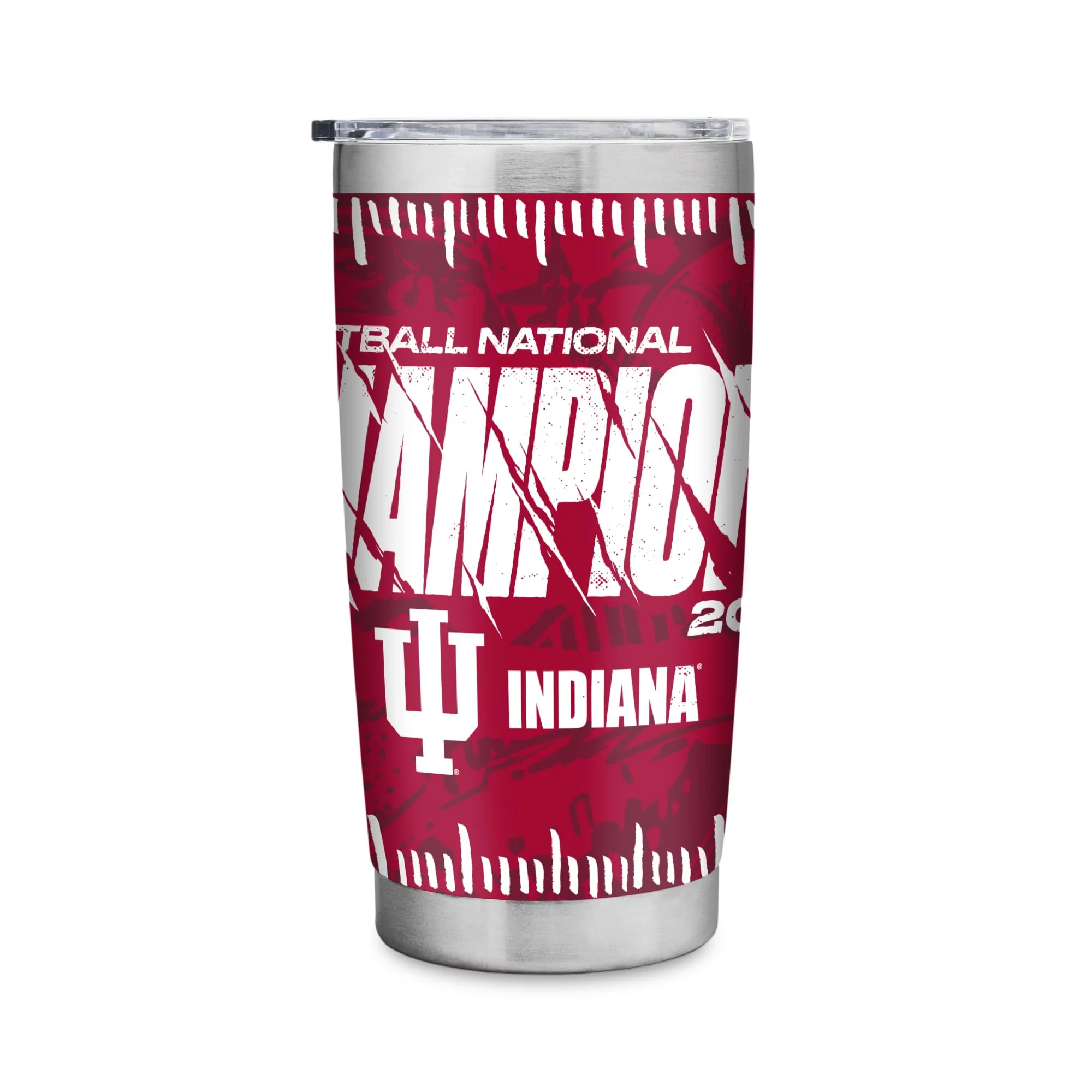 Rico Industries NCAA Indiana Hoosiers 2026 Football National Champions 20oz Stainless Steel Tumbler with Lid - Great For Coffee, Tea, Water or Cocktails