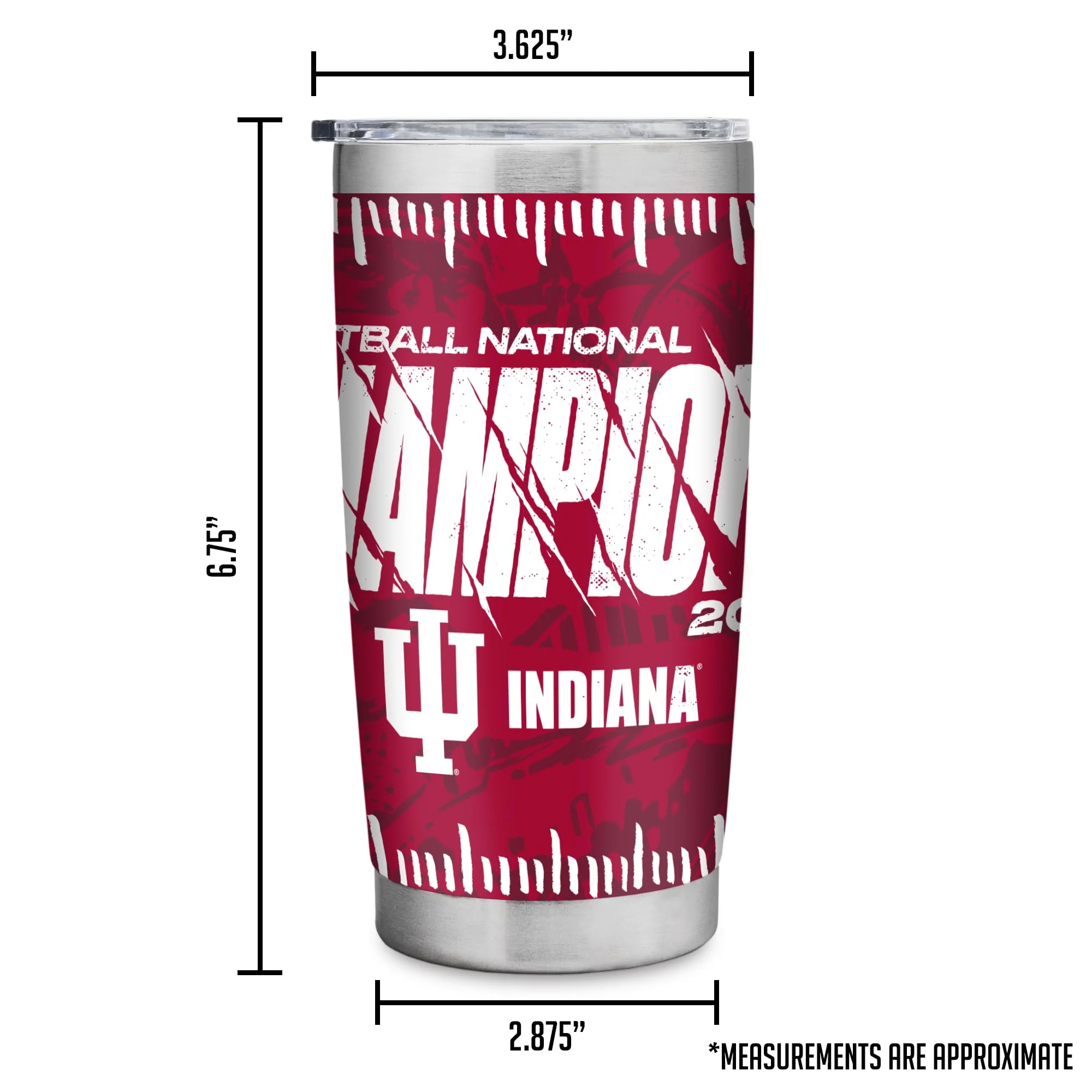 Rico Industries NCAA Indiana Hoosiers 2026 Football National Champions 20oz Stainless Steel Tumbler with Lid - Great For Coffee, Tea, Water or Cocktails - Image 5