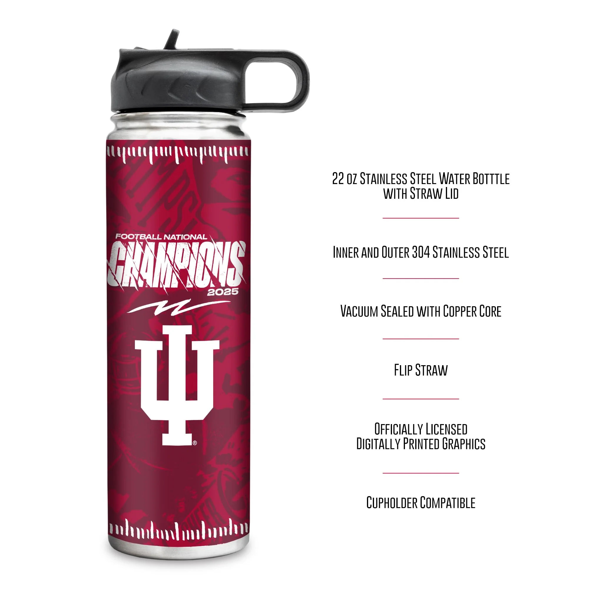 Rico Industries NCAA Indiana Hoosiers 2026 Football National Champions 22oz Stainless Steel Tumbler with Lid - Great For Coffee, Tea, Water or Cocktails - Image 6